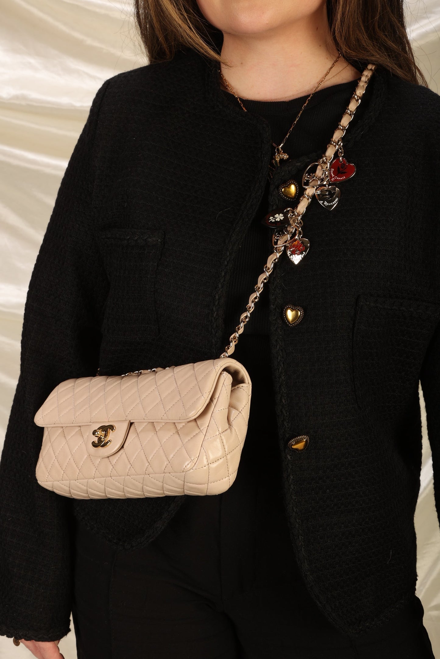 Extremely Rare Limited Edition Chanel Lambskin Heart Baguette