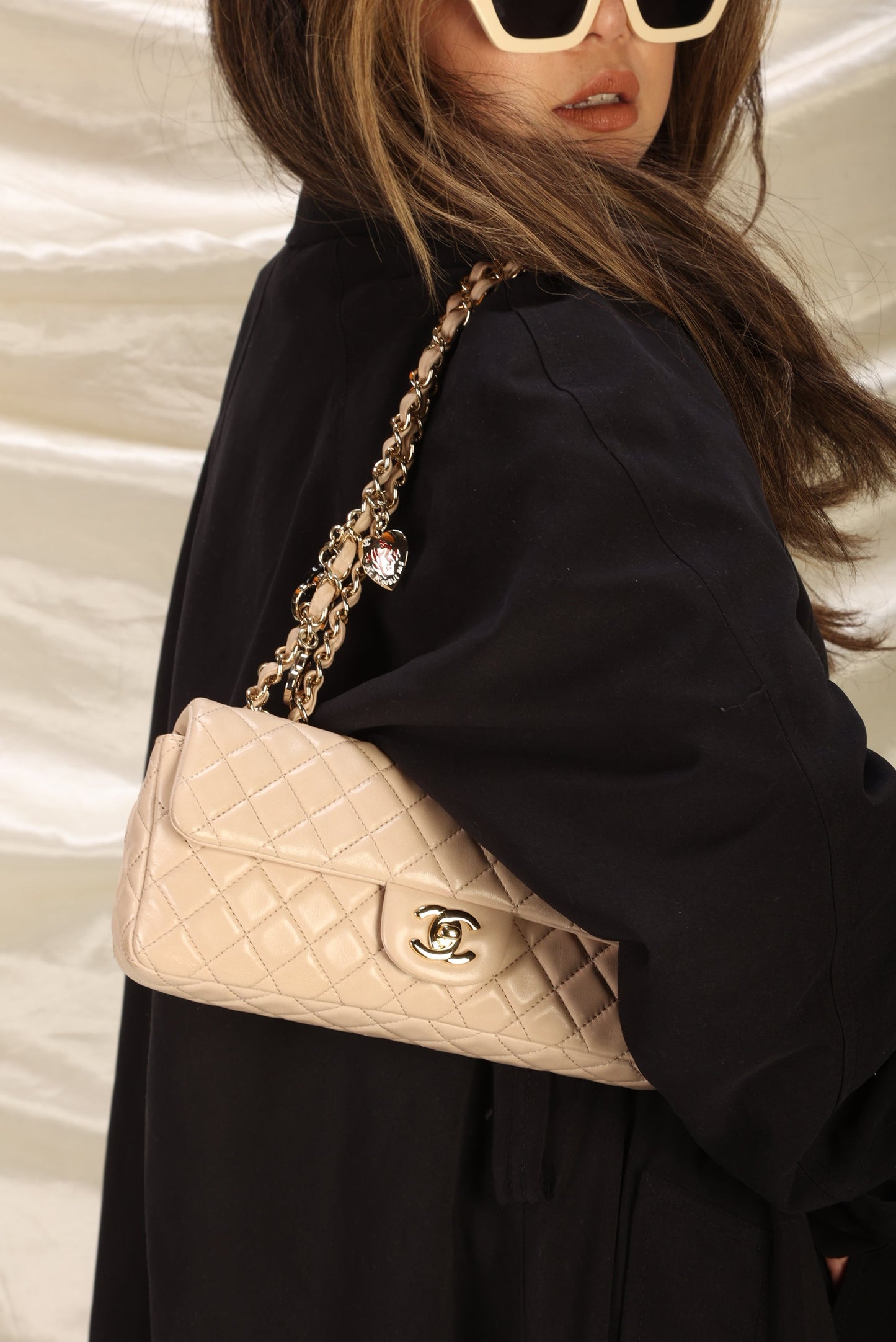 Extremely Rare Limited Edition Chanel Lambskin Heart Baguette