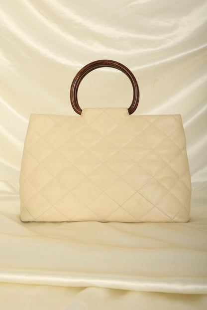 Chanel 2000 Caviar Wood Handle Tote