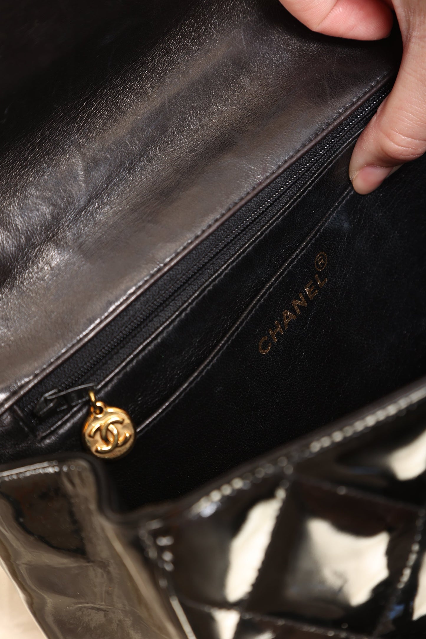 Extremely Rare Chanel Patent Chain Top Handle