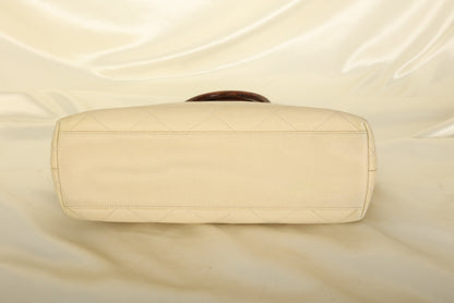Chanel 2000 Caviar Wood Handle Tote