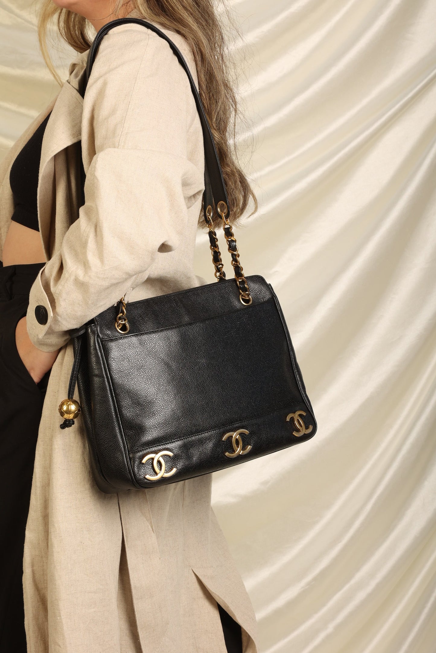 Chanel Caviar Logo Tote