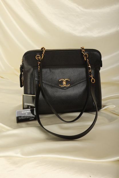 Chanel Caviar Turnlock Tote