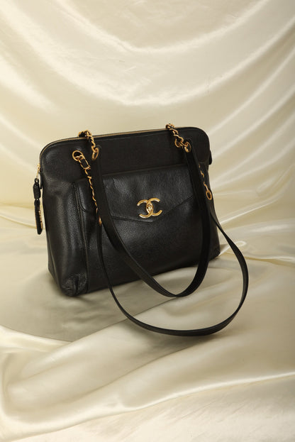 Chanel Caviar Turnlock Tote