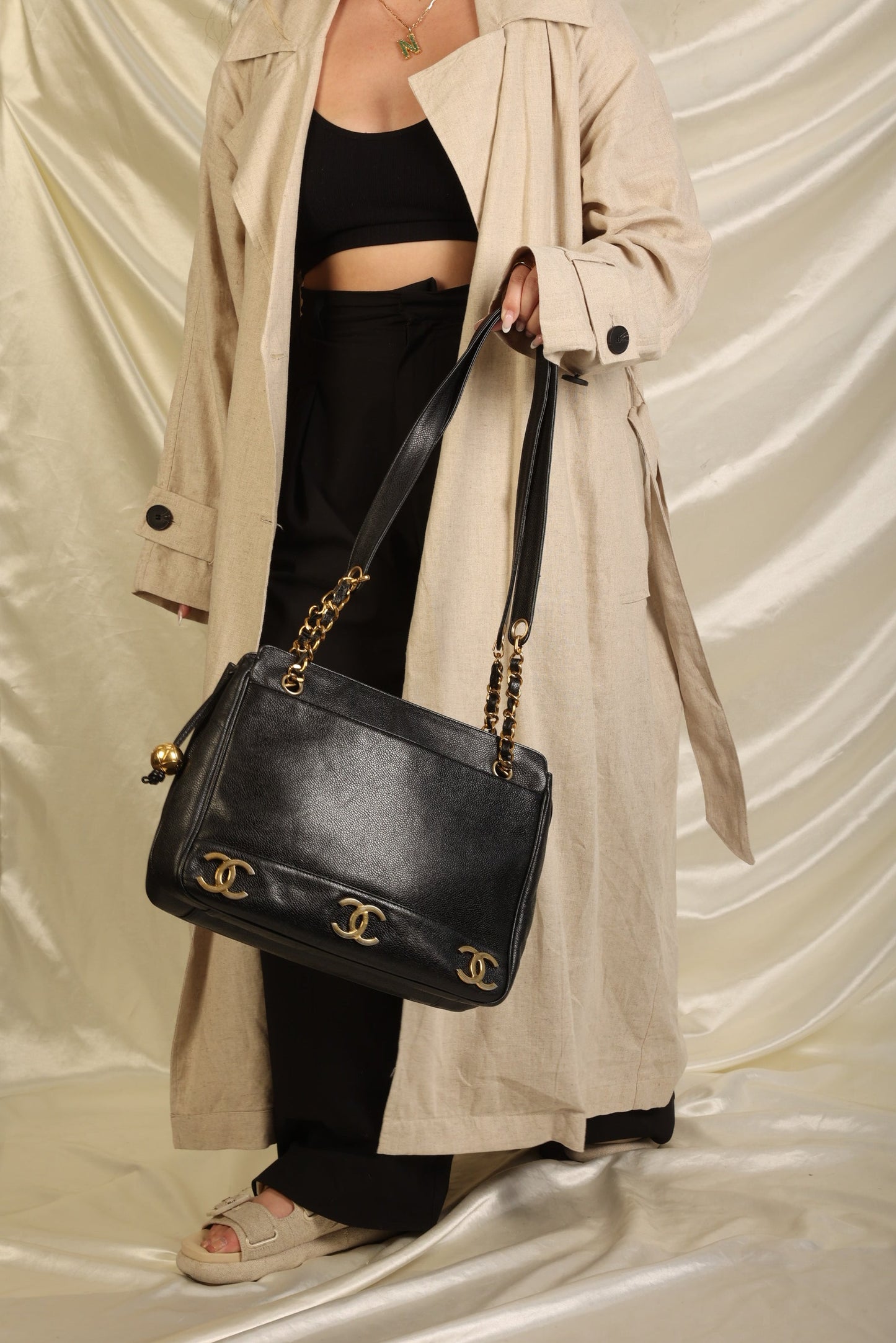 Chanel Caviar Logo Tote