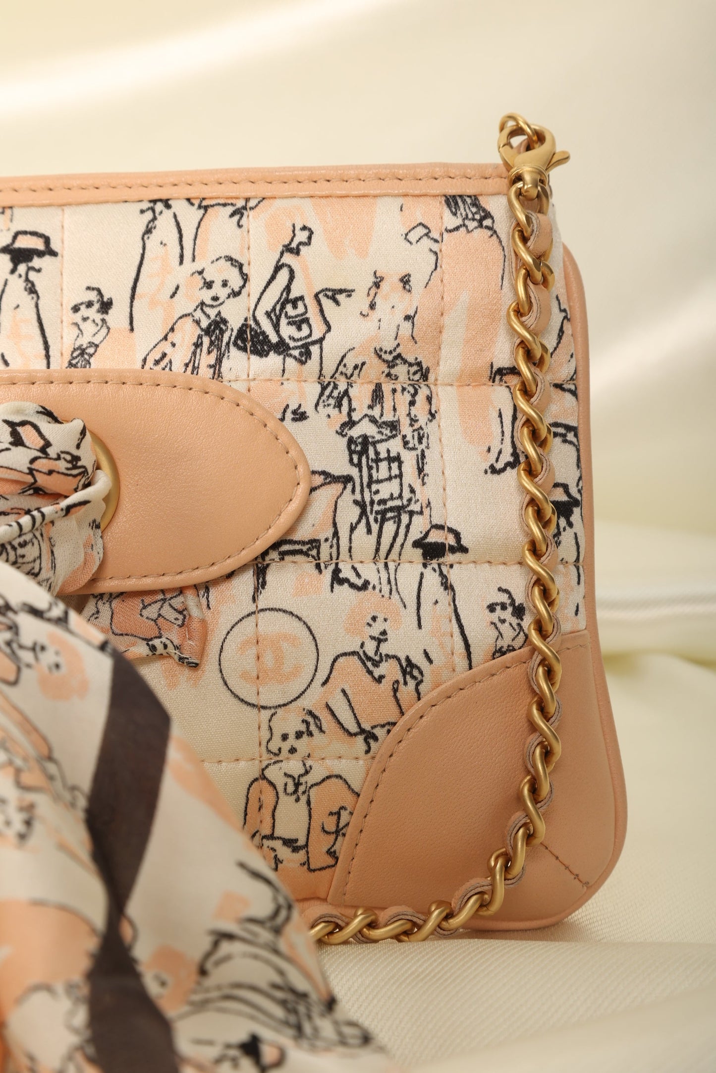 Extremely Rare Chanel Coco Mademoiselle Satin Scarf Pochette