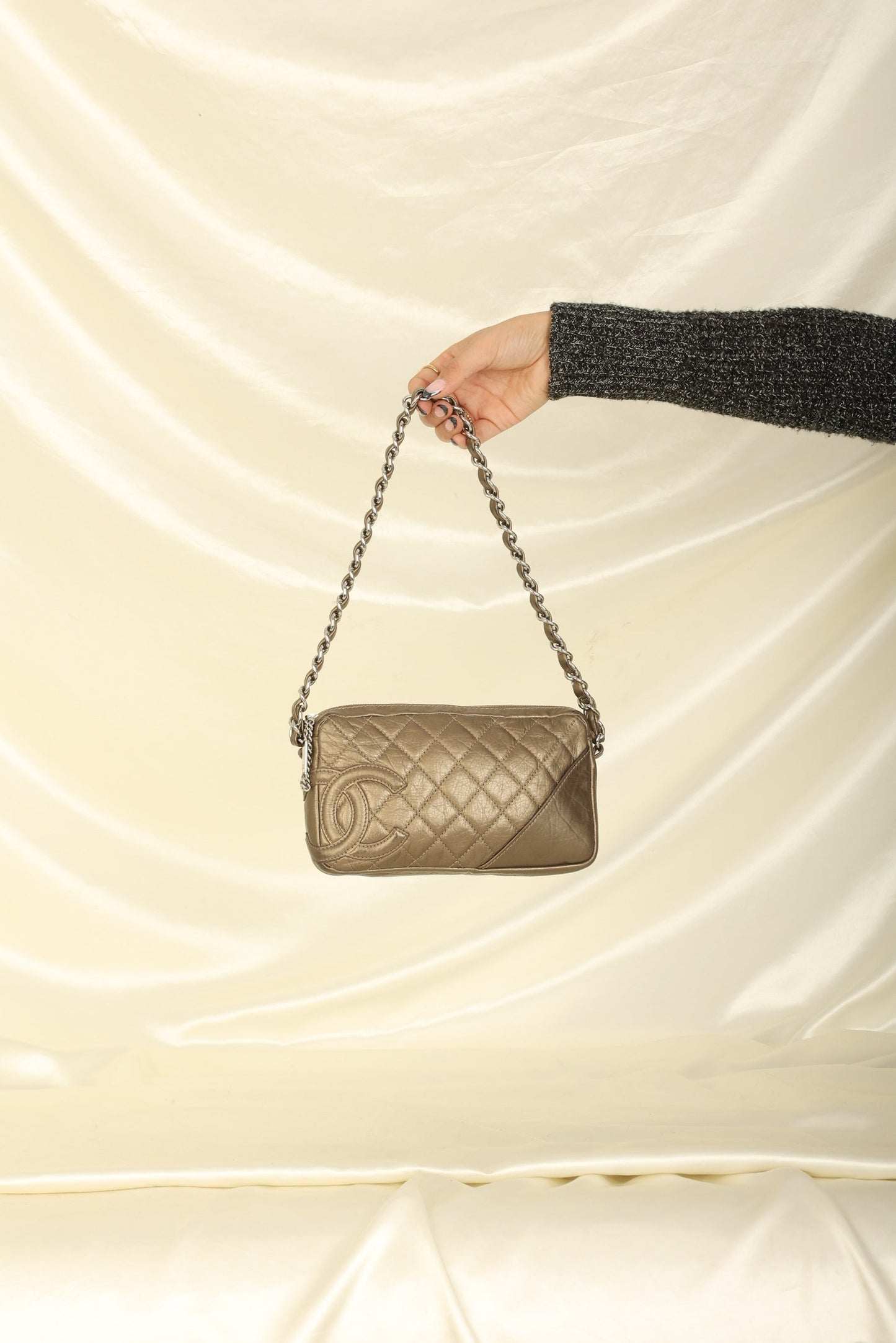 Chanel 2006 Calfskin Metallic Cambon Chain Pochette