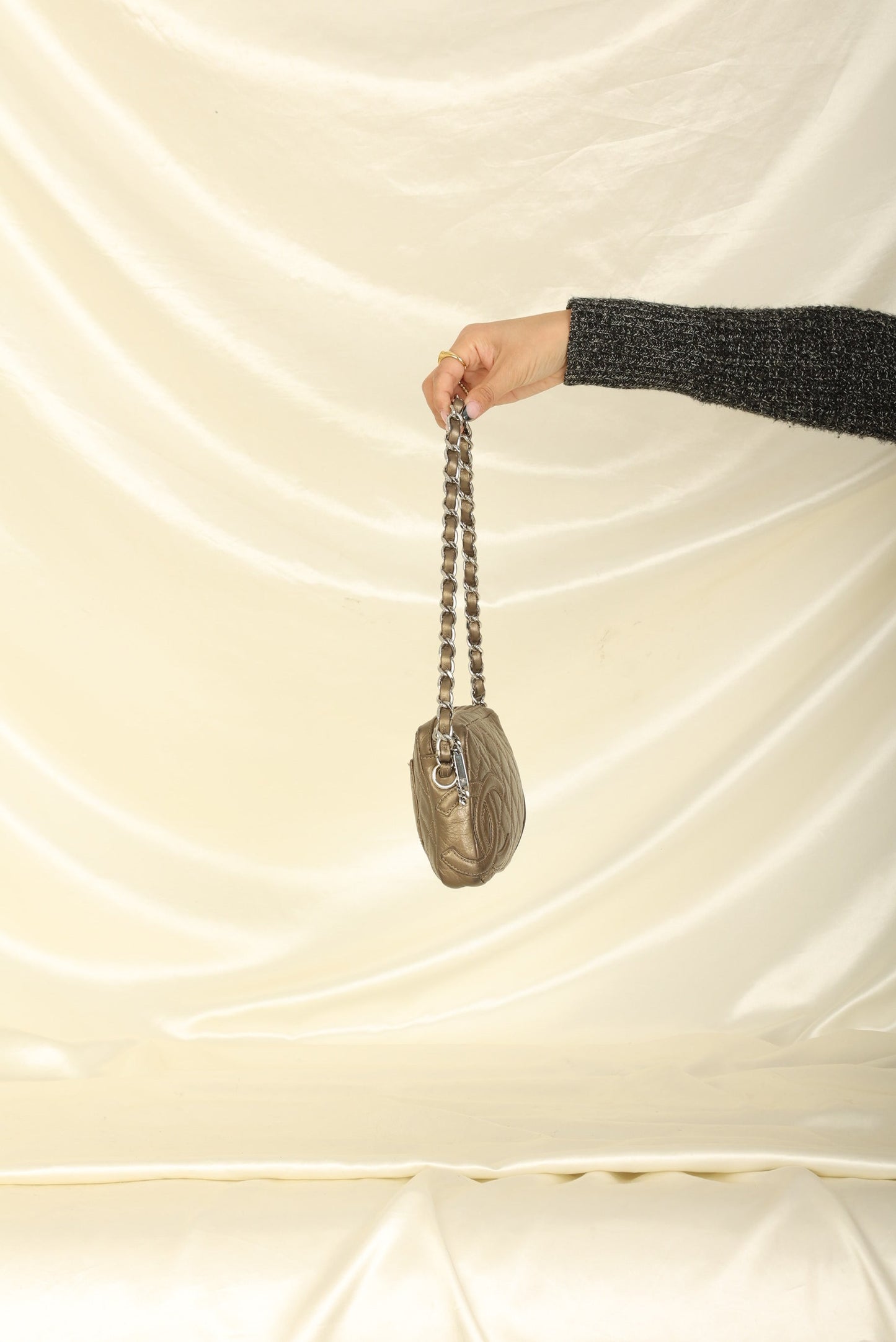 Chanel 2006 Calfskin Metallic Cambon Chain Pochette