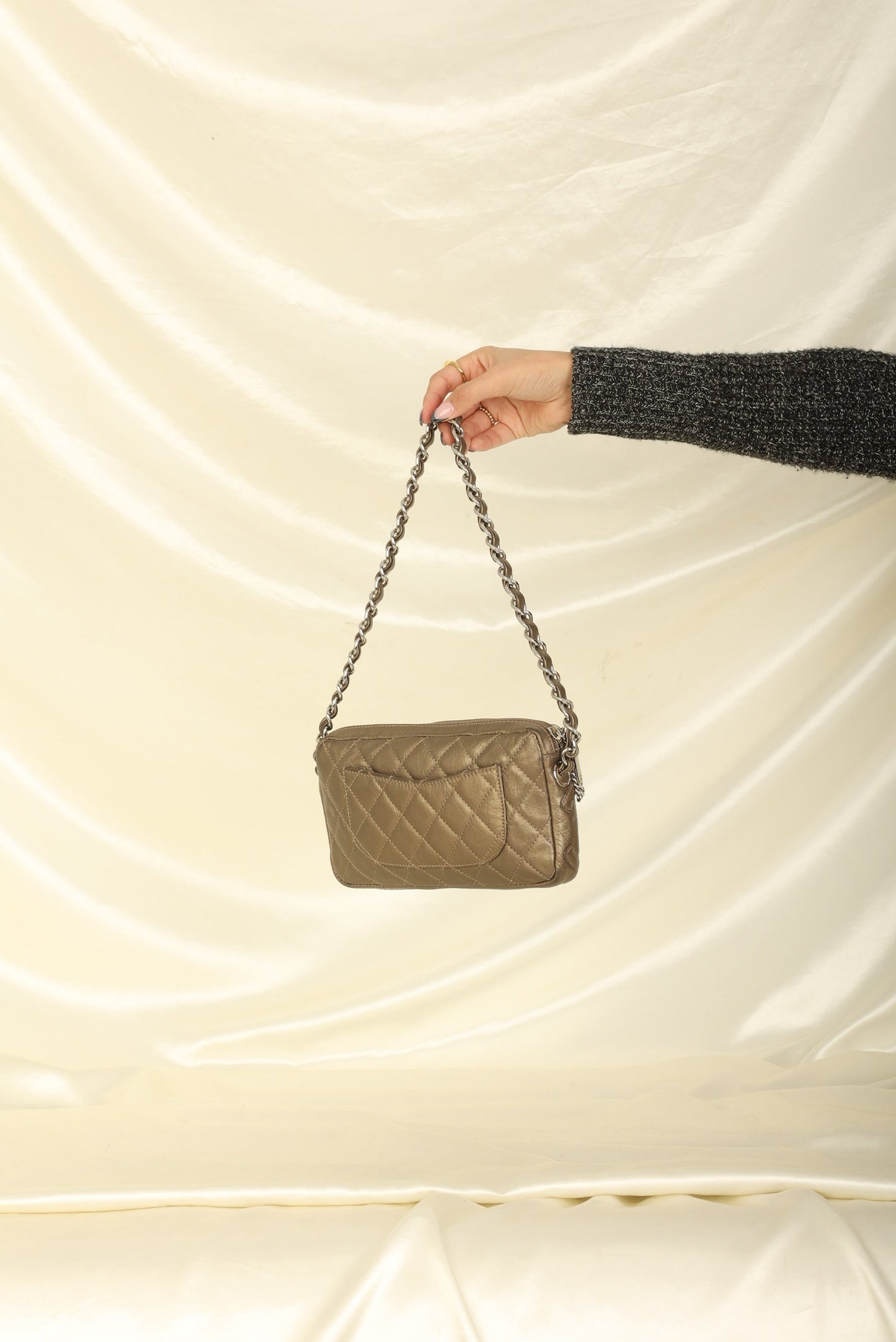 Chanel 2006 Calfskin Metallic Cambon Chain Pochette
