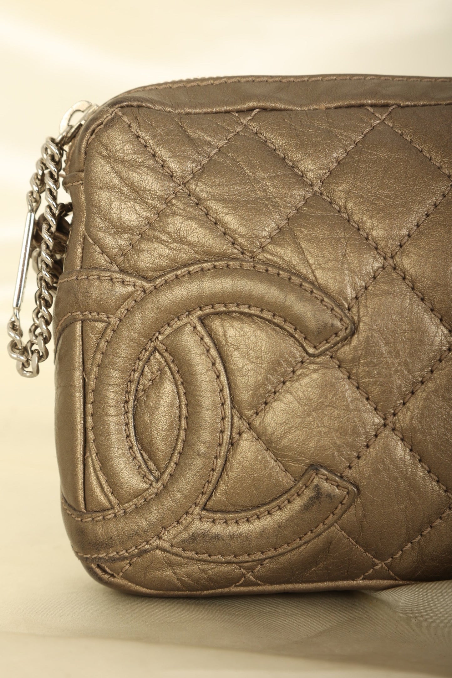 Chanel 2006 Calfskin Metallic Cambon Chain Pochette
