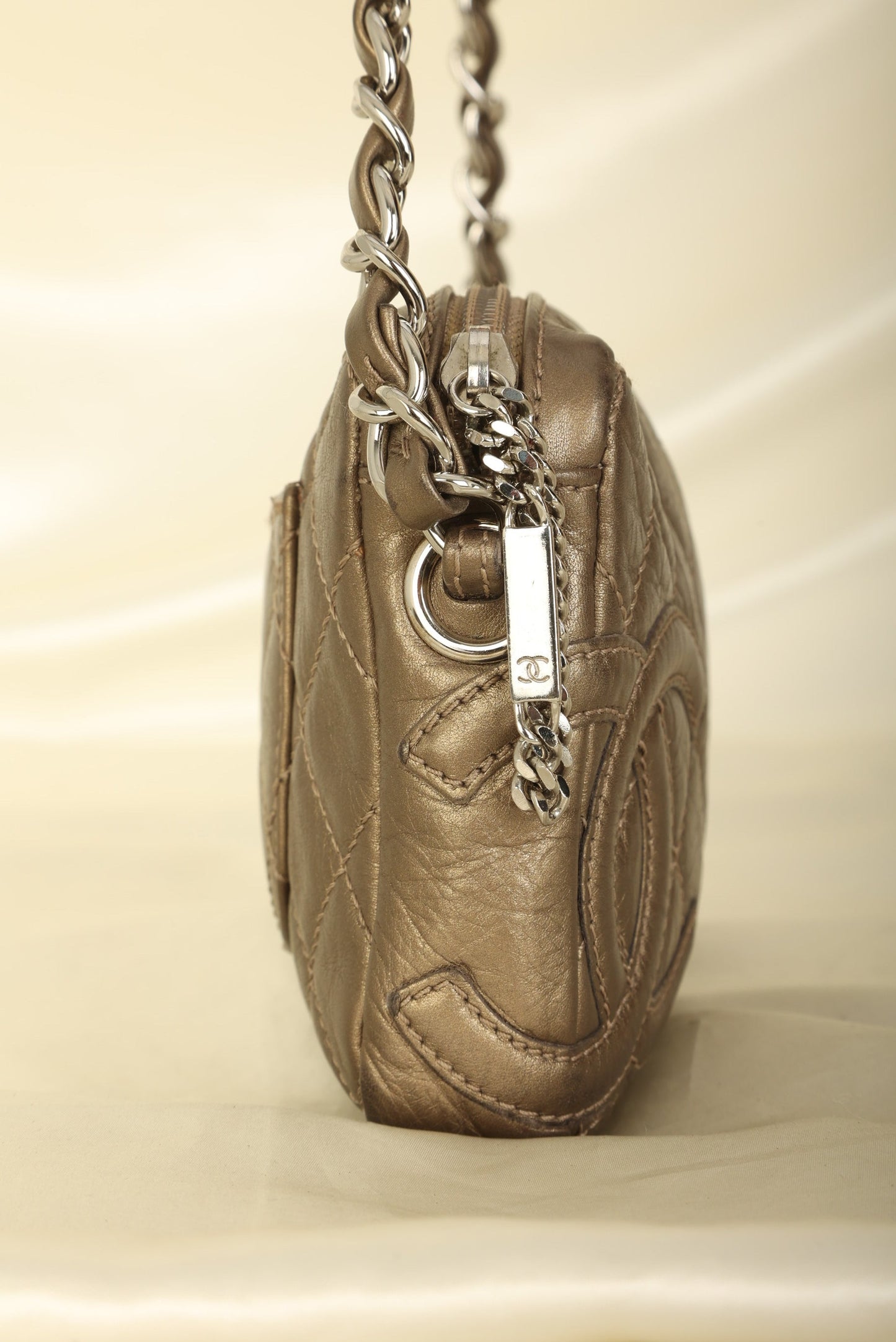 Chanel 2006 Calfskin Metallic Cambon Chain Pochette