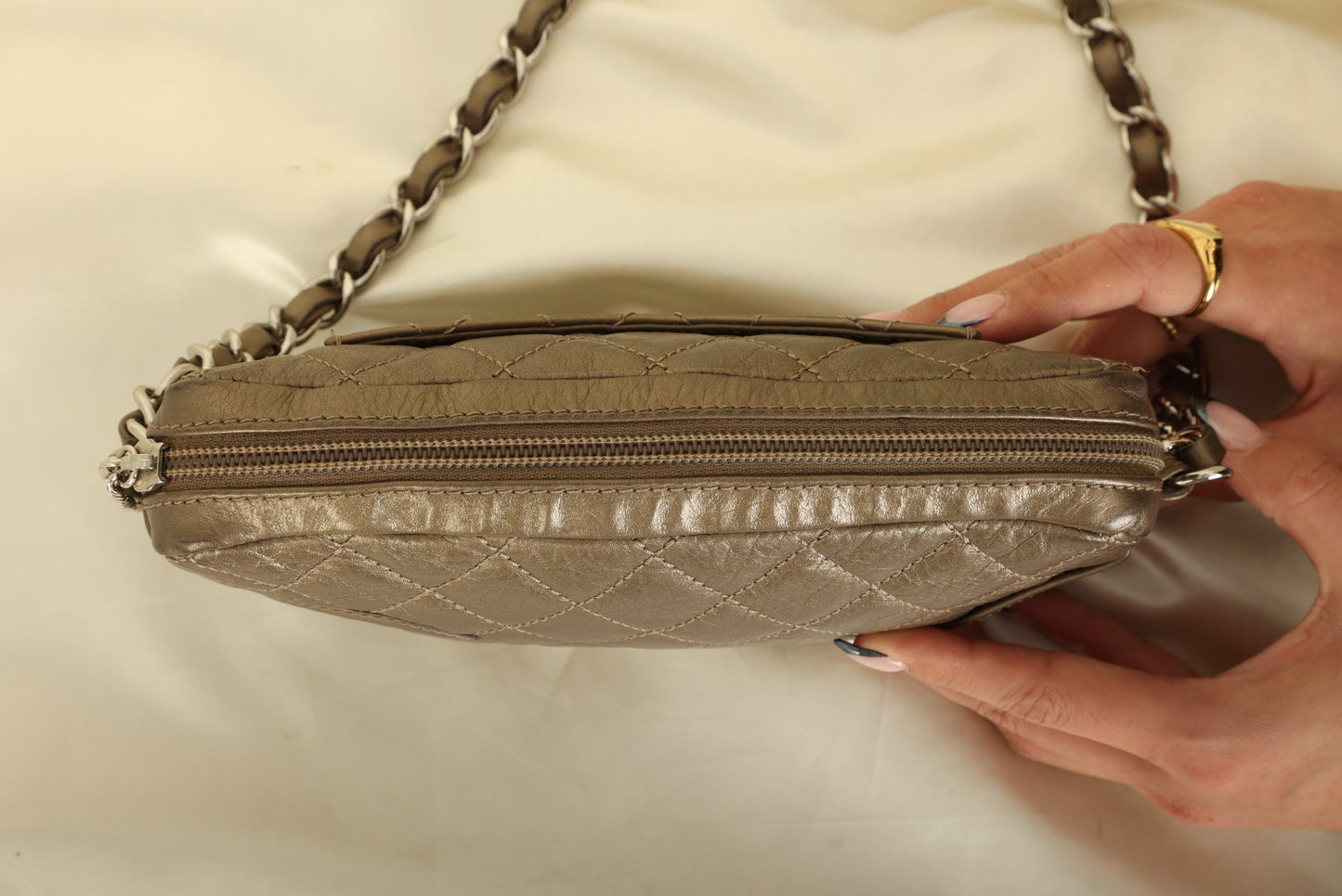 Chanel 2006 Calfskin Metallic Cambon Chain Pochette