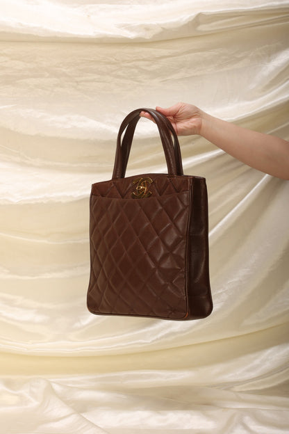 Extremely Rare Chanel Caviar XL Logo Turnlock Tote