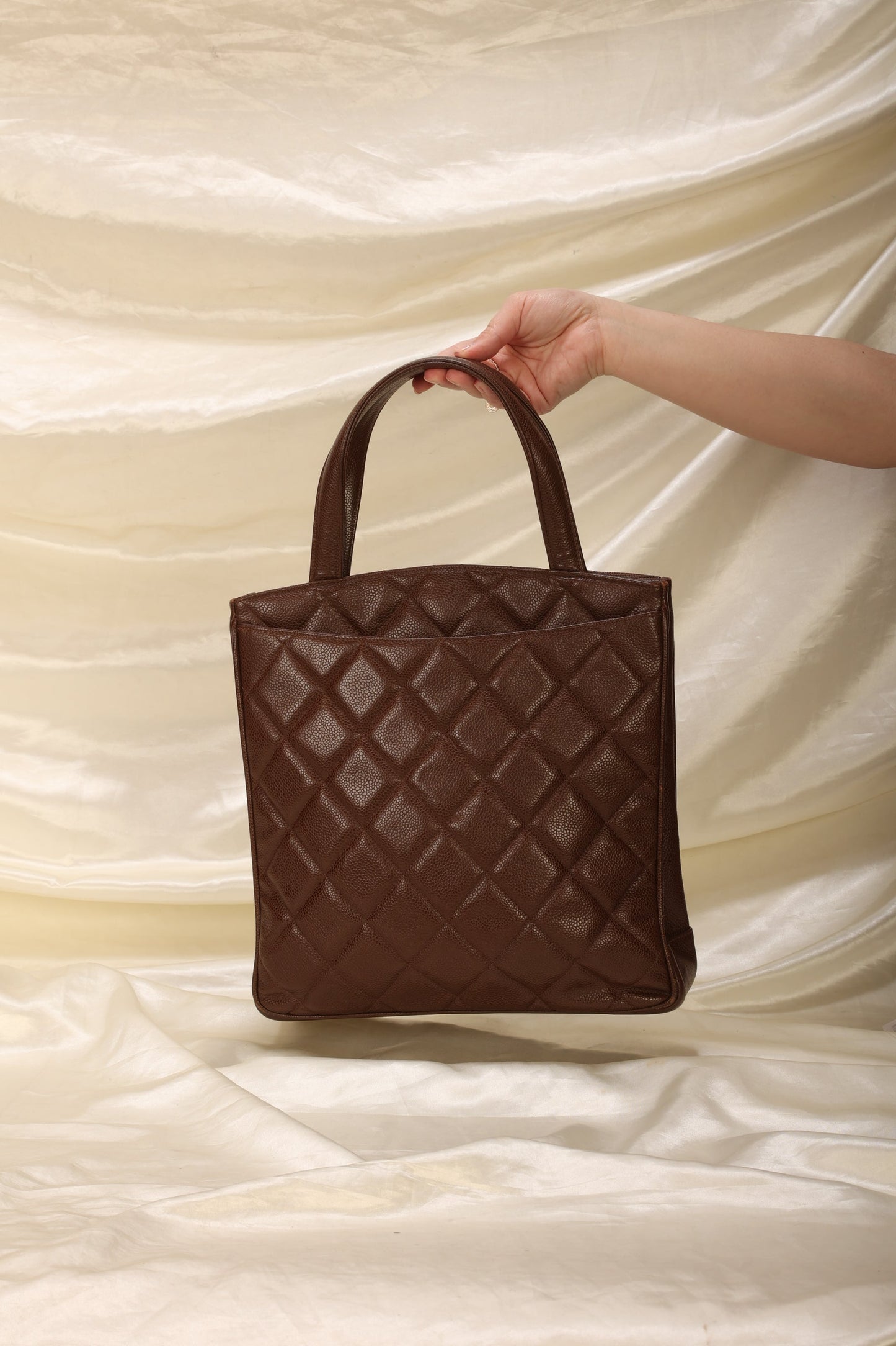 Extremely Rare Chanel Caviar XL Logo Turnlock Tote
