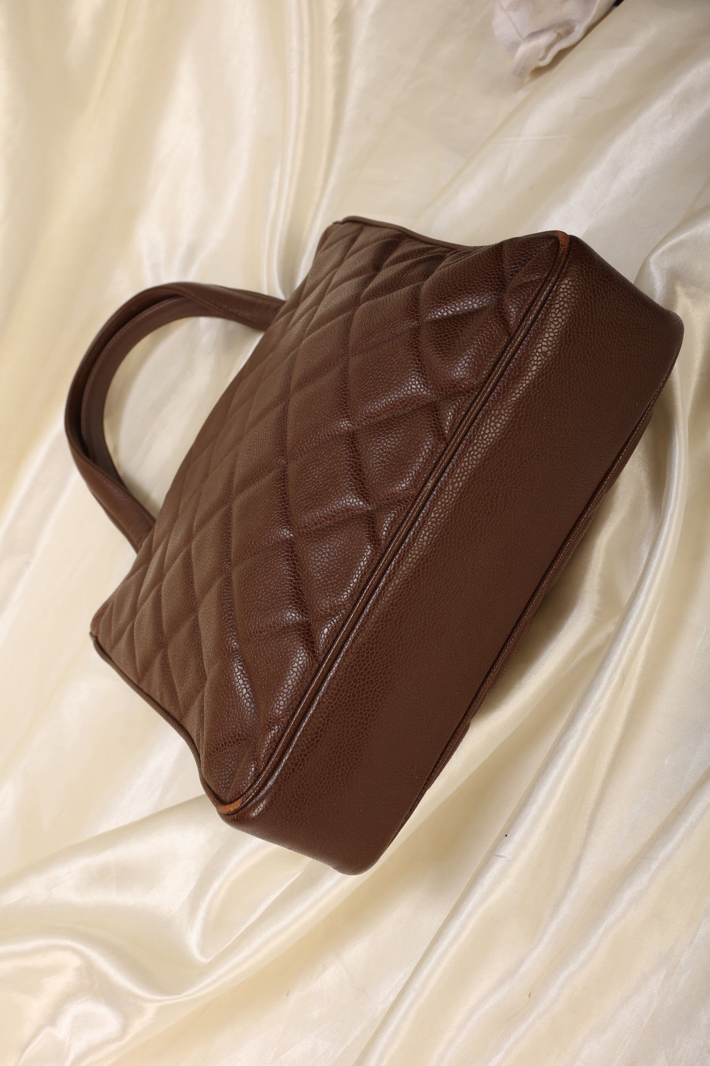Extremely Rare Chanel Caviar XL Logo Turnlock Tote