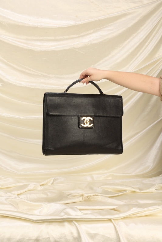 Chanel XL Logo Caviar Briefcase Bag
