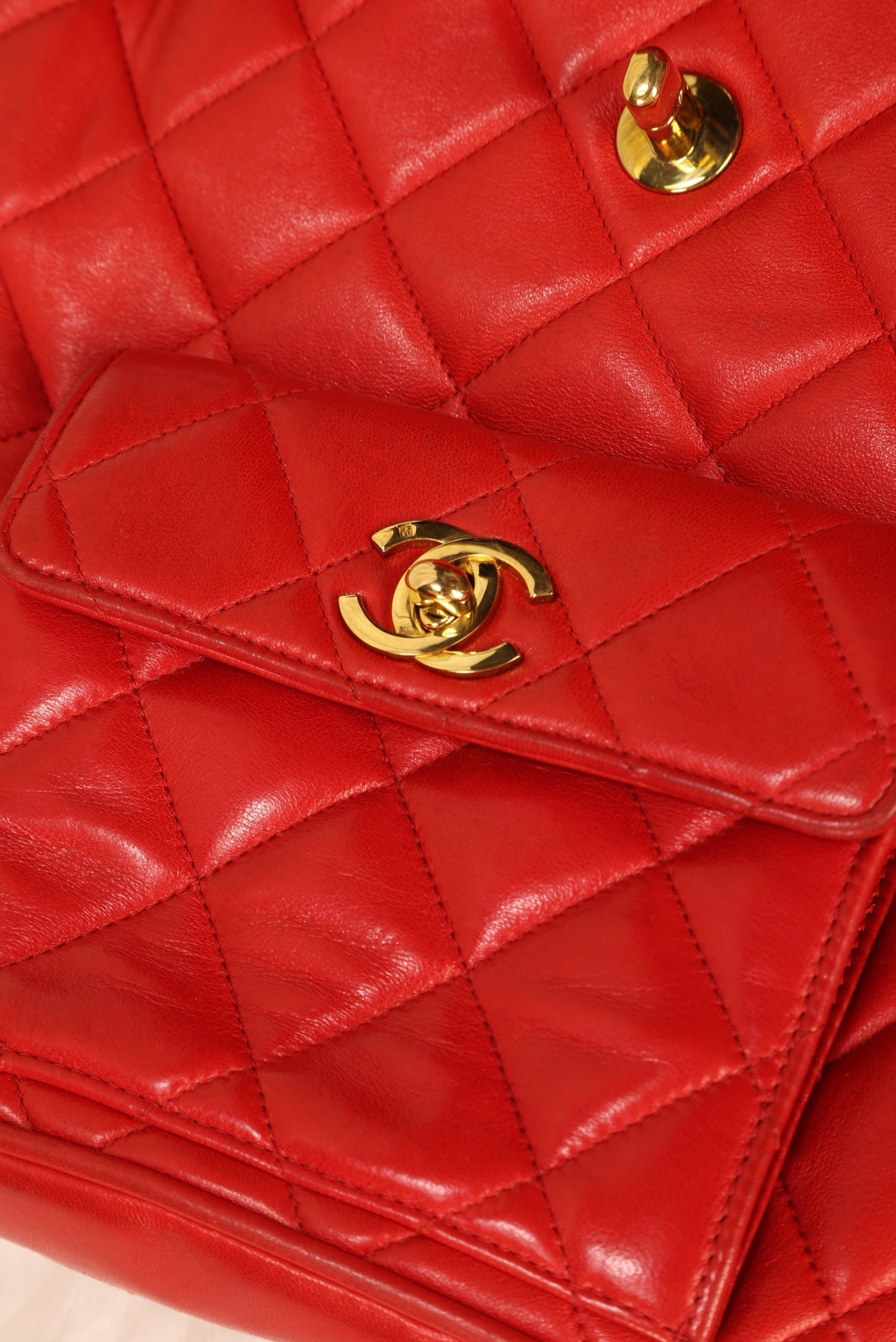 Extremely Rare Chanel Lambskin Double Turnlock Backpack