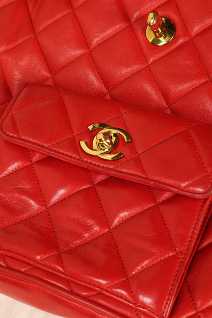 Extremely Rare Chanel Lambskin Double Turnlock Backpack