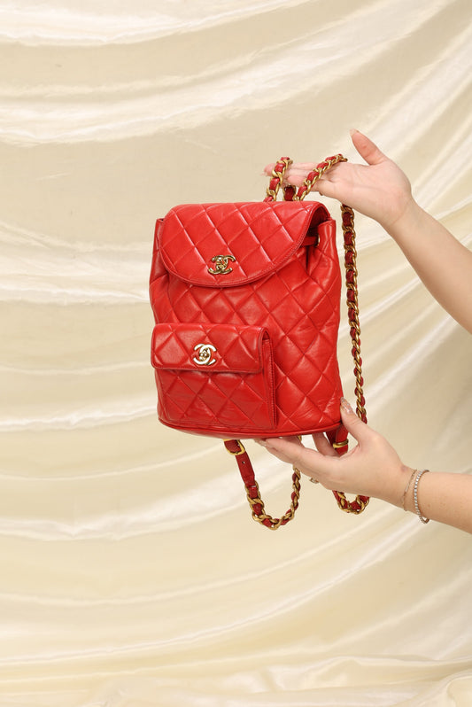 Extremely Rare Chanel Lambskin Double Turnlock Backpack