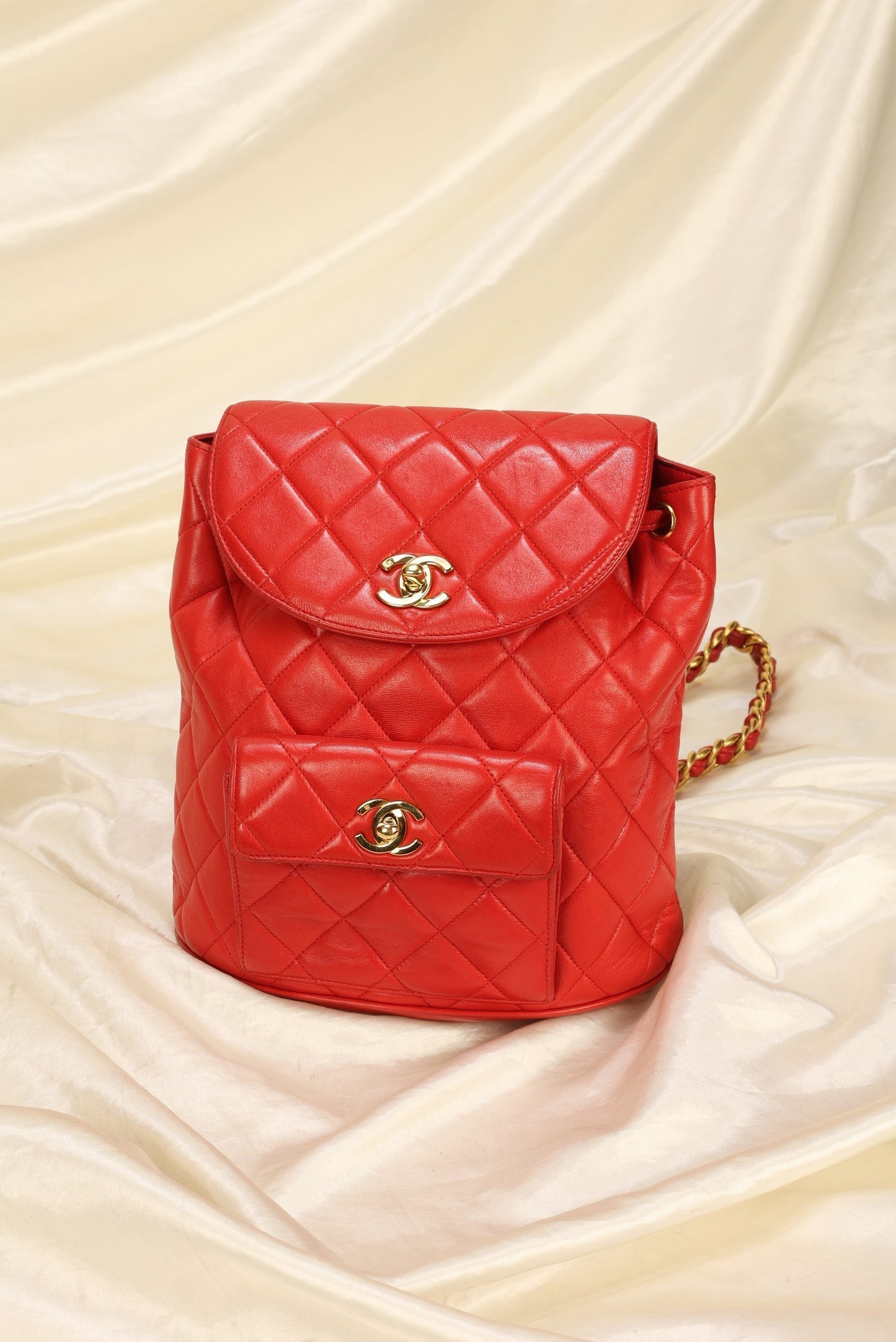 Extremely Rare Chanel Lambskin Double Turnlock Backpack