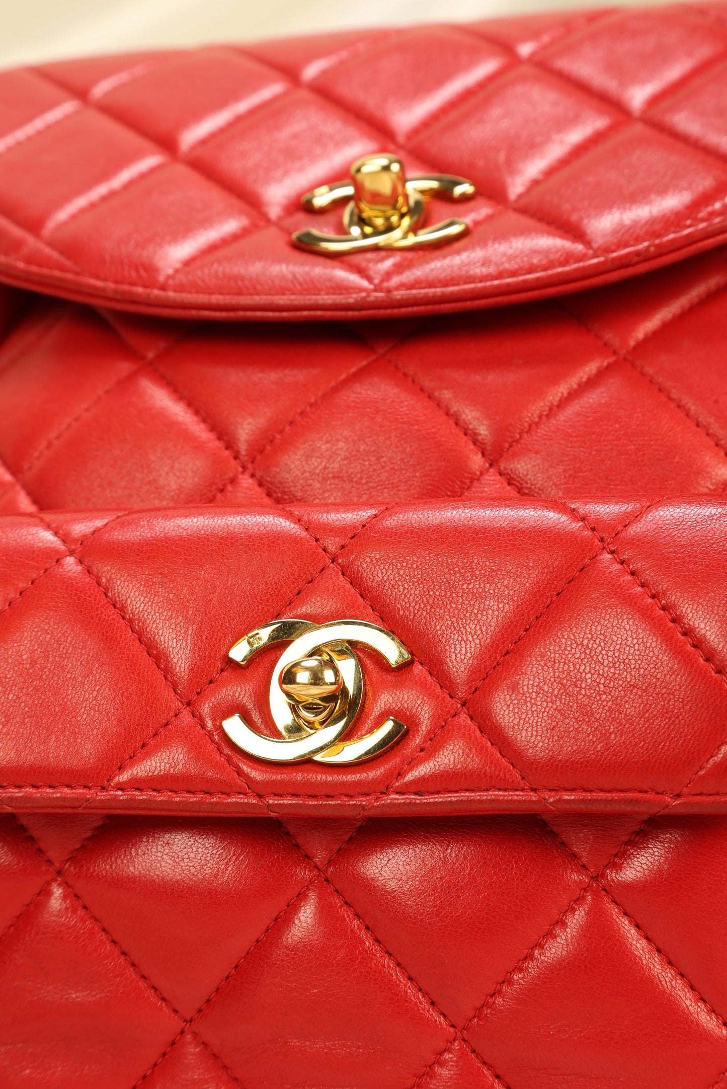 Extremely Rare Chanel Lambskin Double Turnlock Backpack