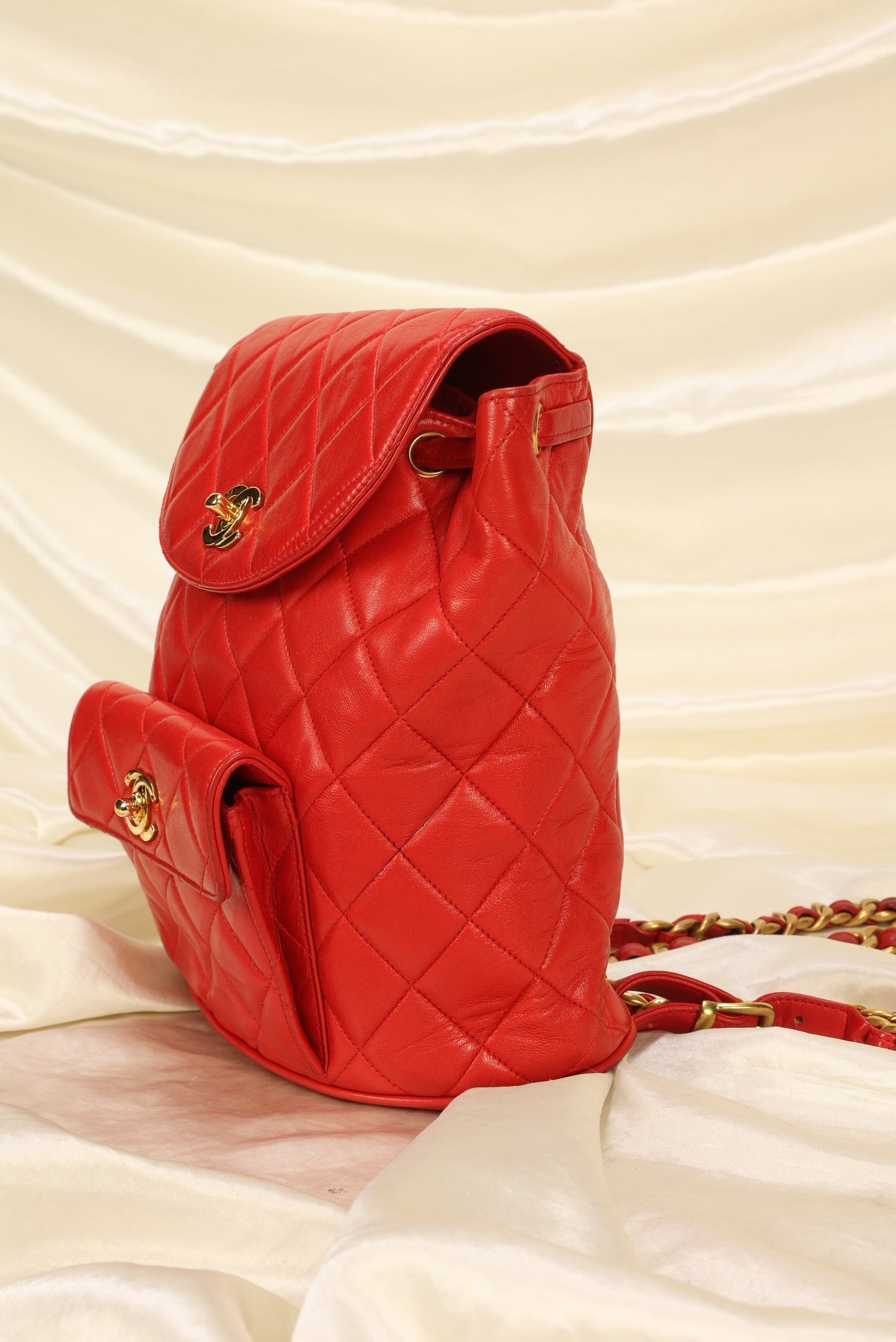 Extremely Rare Chanel Lambskin Double Turnlock Backpack