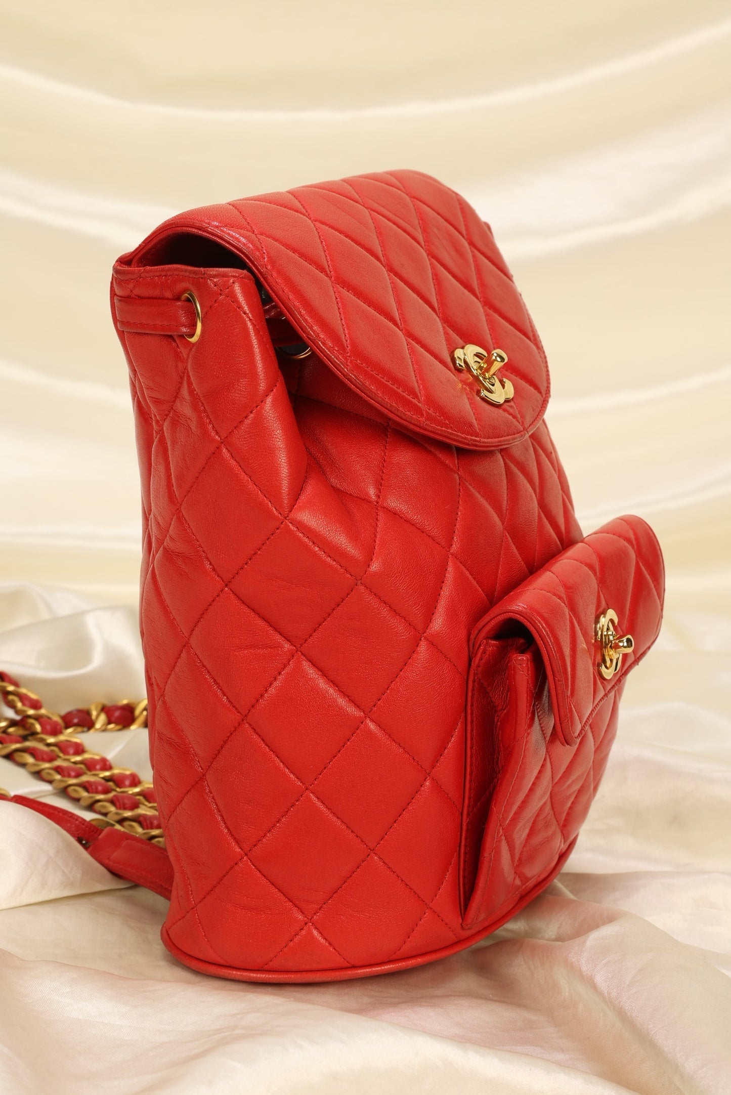 Extremely Rare Chanel Lambskin Double Turnlock Backpack