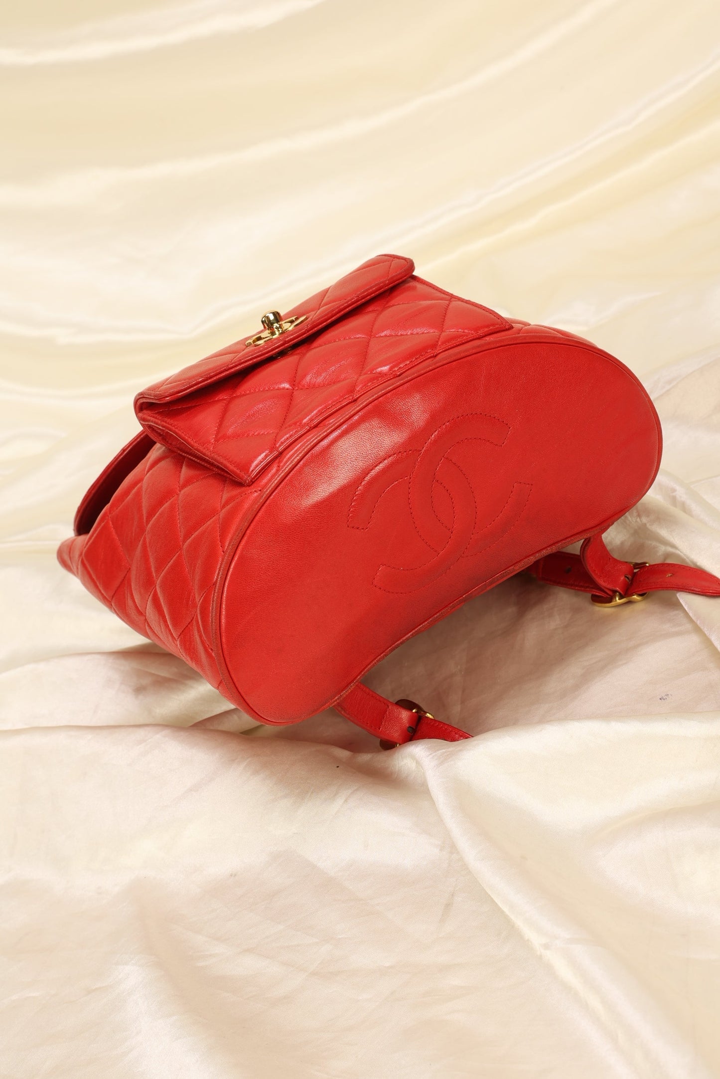 Extremely Rare Chanel Lambskin Double Turnlock Backpack