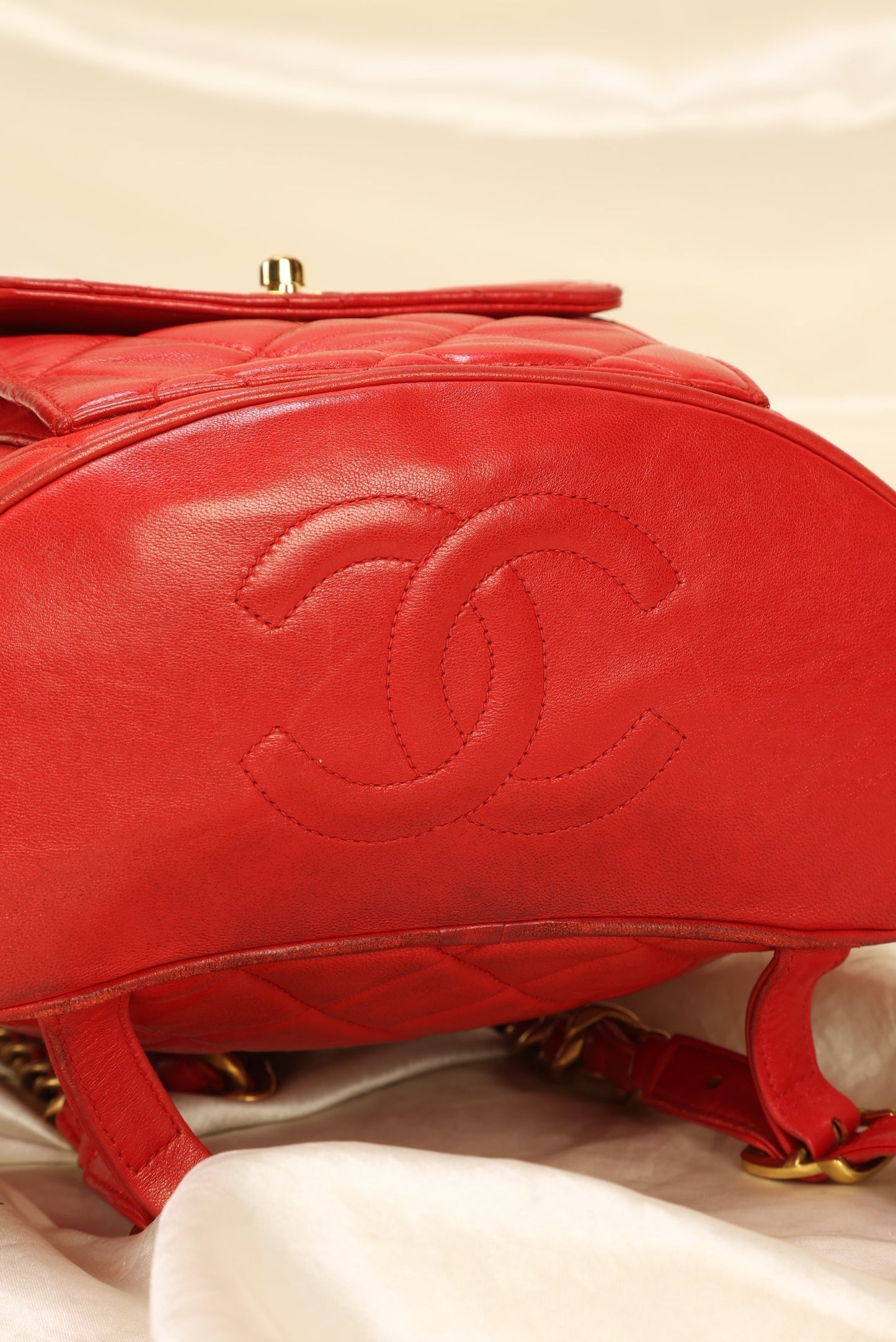 Extremely Rare Chanel Lambskin Double Turnlock Backpack