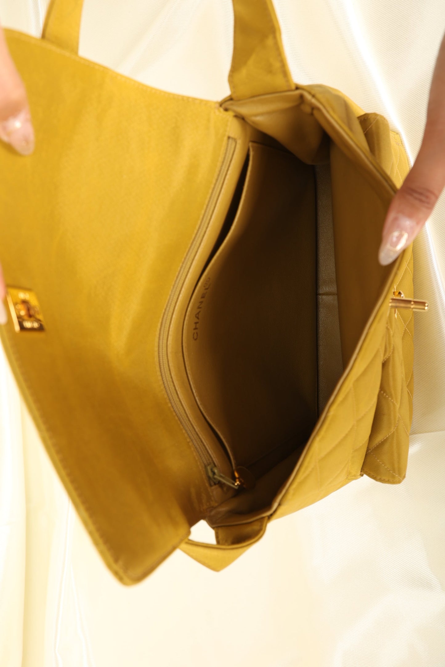 Extremely Rare Chanel Chartreuse Double Turnlock Bag