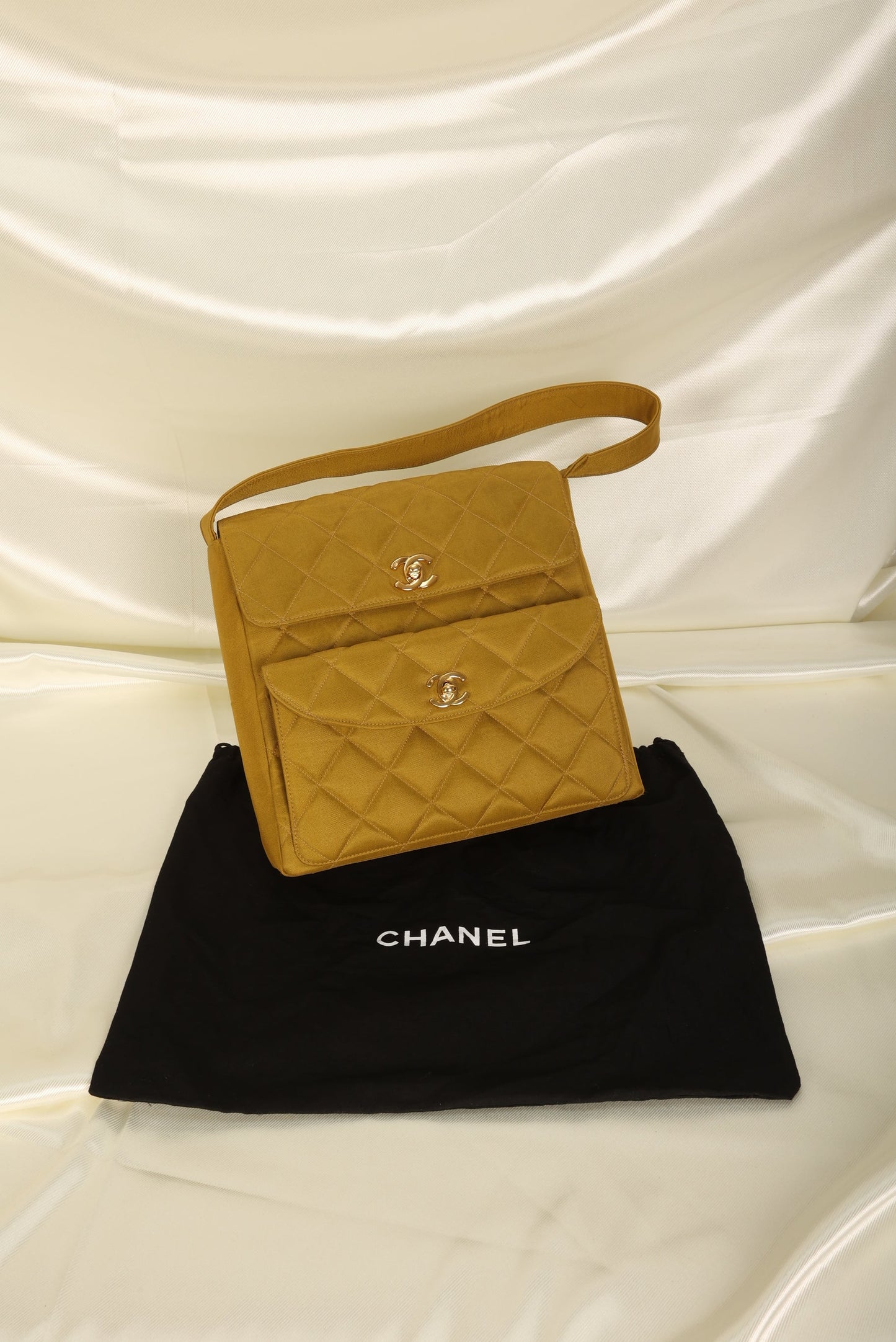 Extremely Rare Chanel Chartreuse Double Turnlock Bag