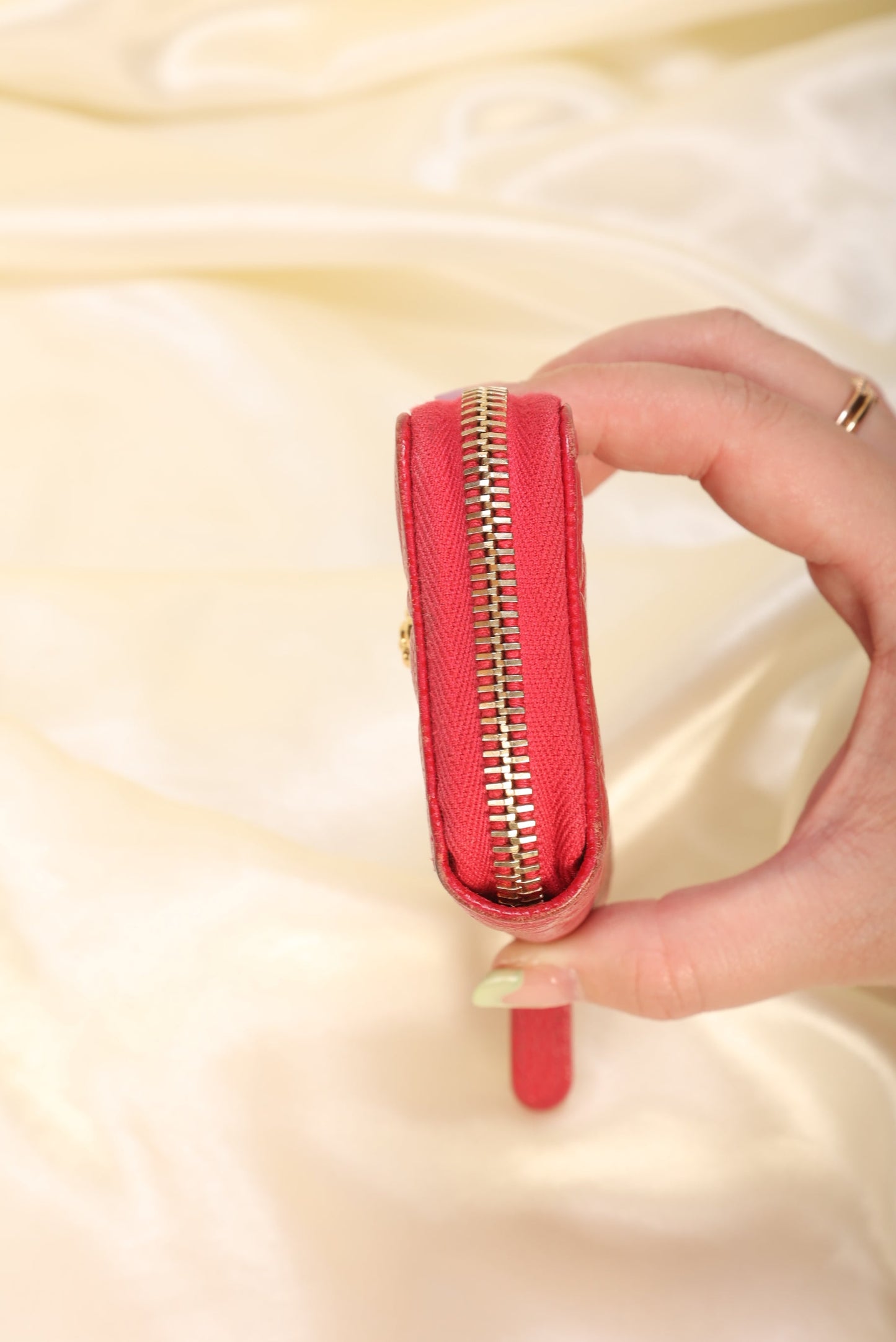 Chanel Caviar Camellia Mini Coin Wallet