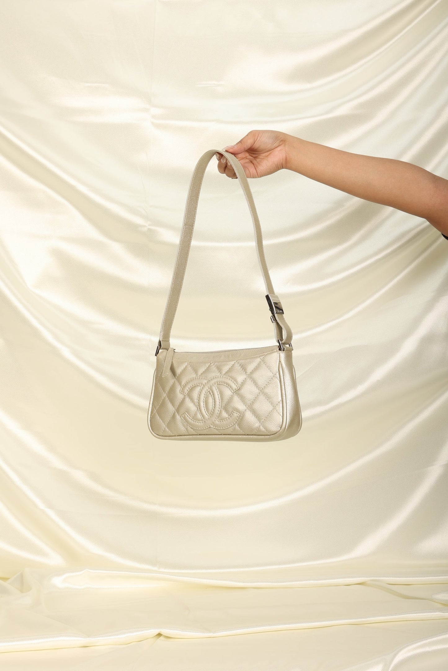 Chanel Metallic Caviar Pochette