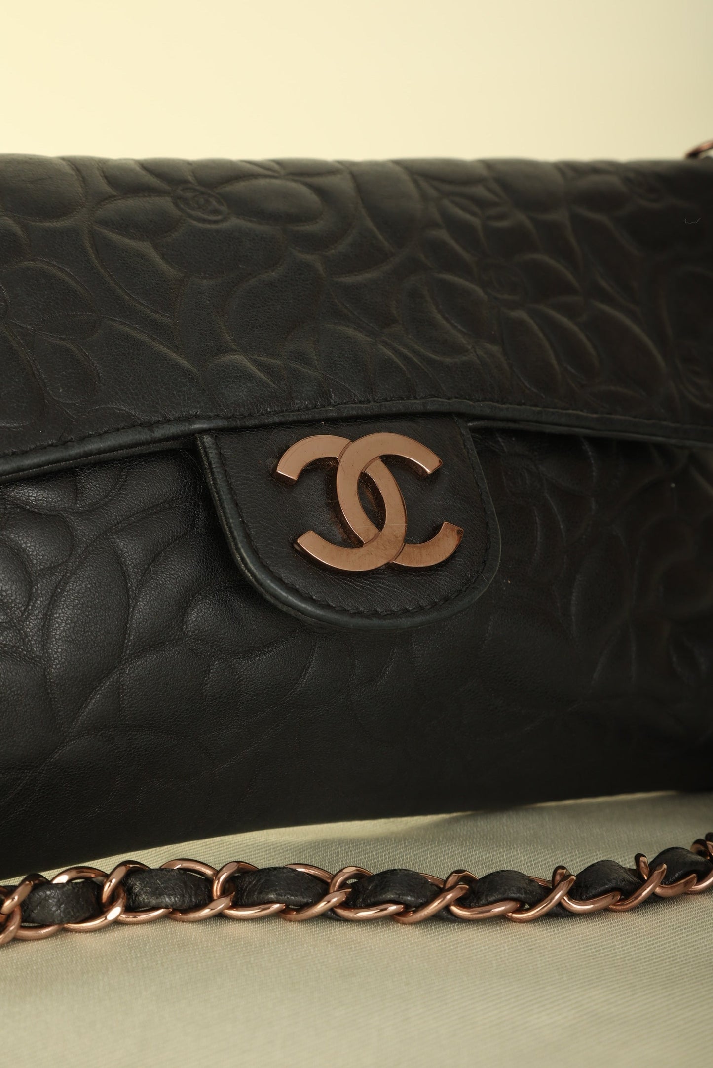 Extremely Rare Chanel Lambskin Camellia Pochette