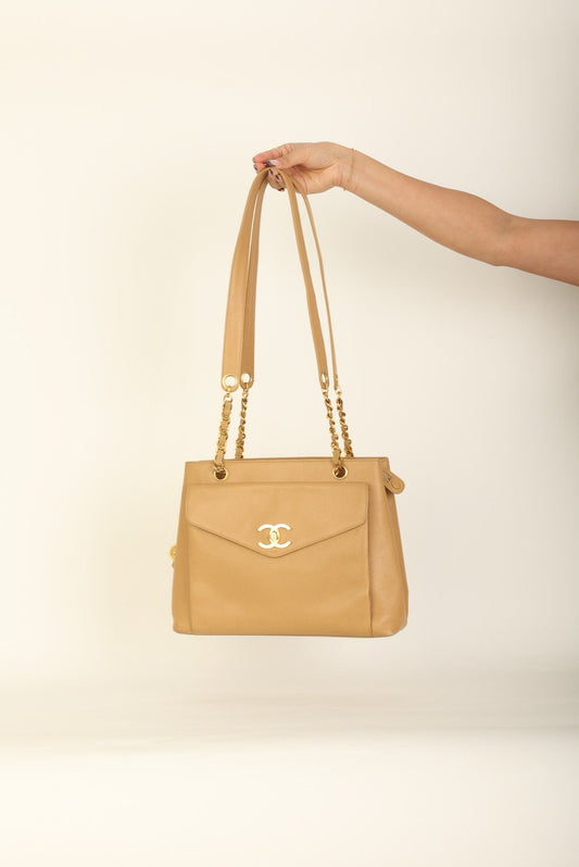Chanel Caviar Turnlock Tote