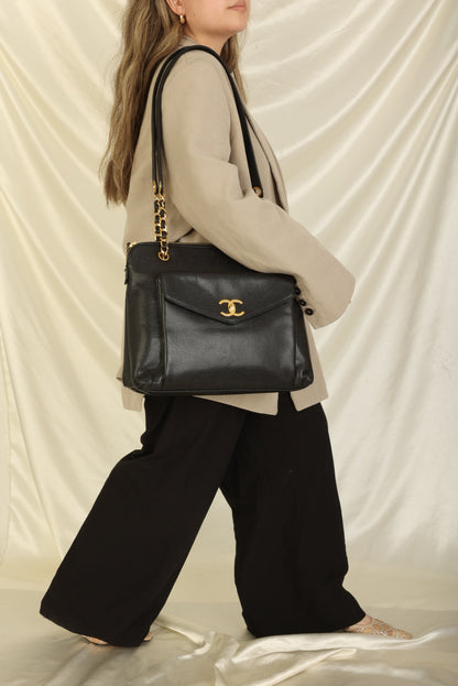 Chanel Caviar Turnlock Tote