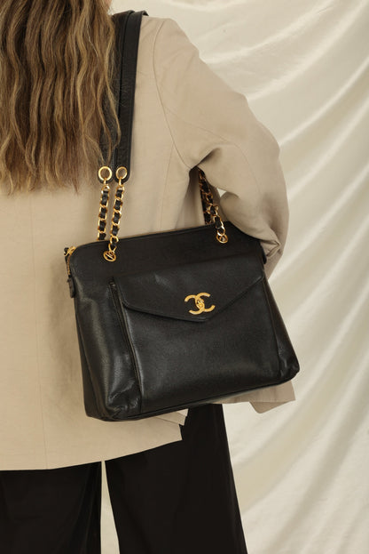 Chanel Caviar Turnlock Tote