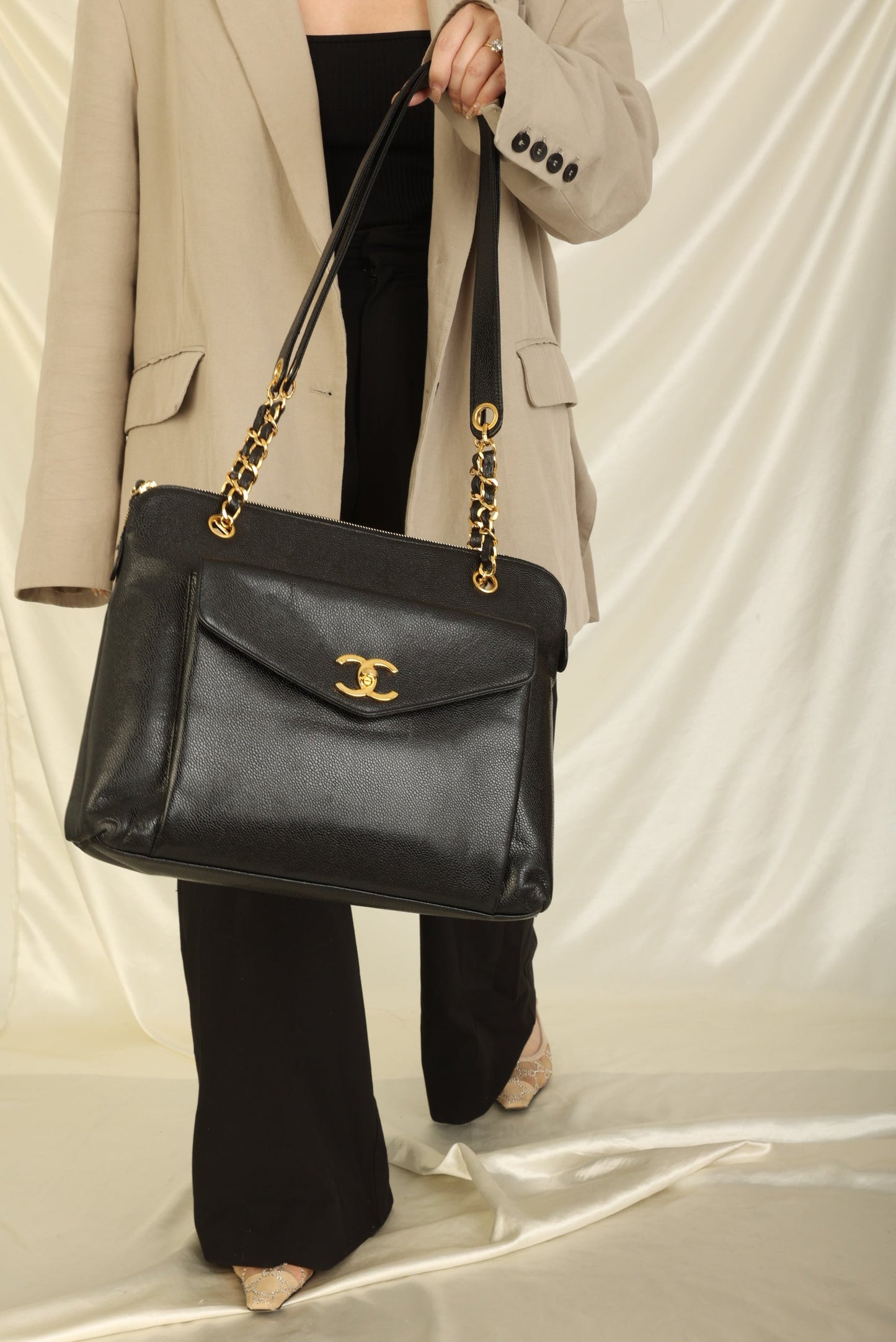 Chanel Caviar Turnlock Tote