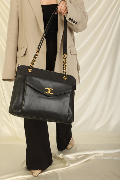 Chanel Caviar Turnlock Tote