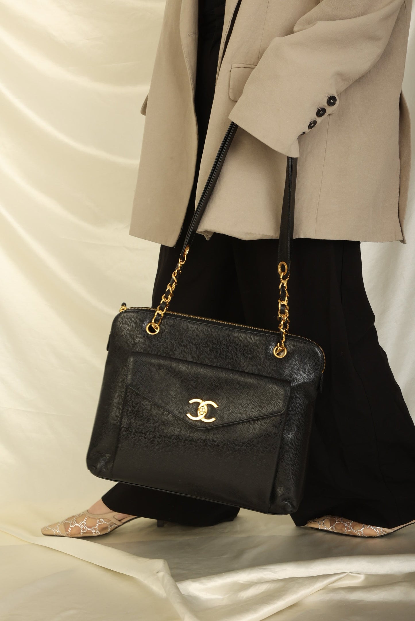 Chanel Caviar Turnlock Tote