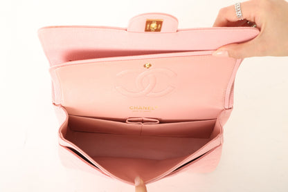 Extremely Rare Chanel Rose Sakura Caviar Medium Double Flap