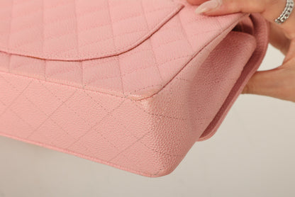 Extremely Rare Chanel Rose Sakura Caviar Medium Double Flap
