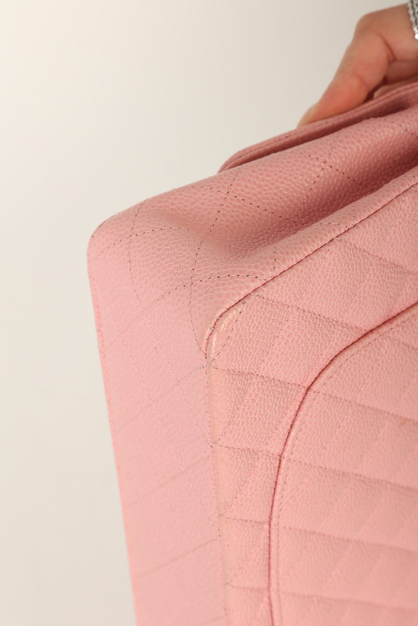 Extremely Rare Chanel Rose Sakura Caviar Medium Double Flap