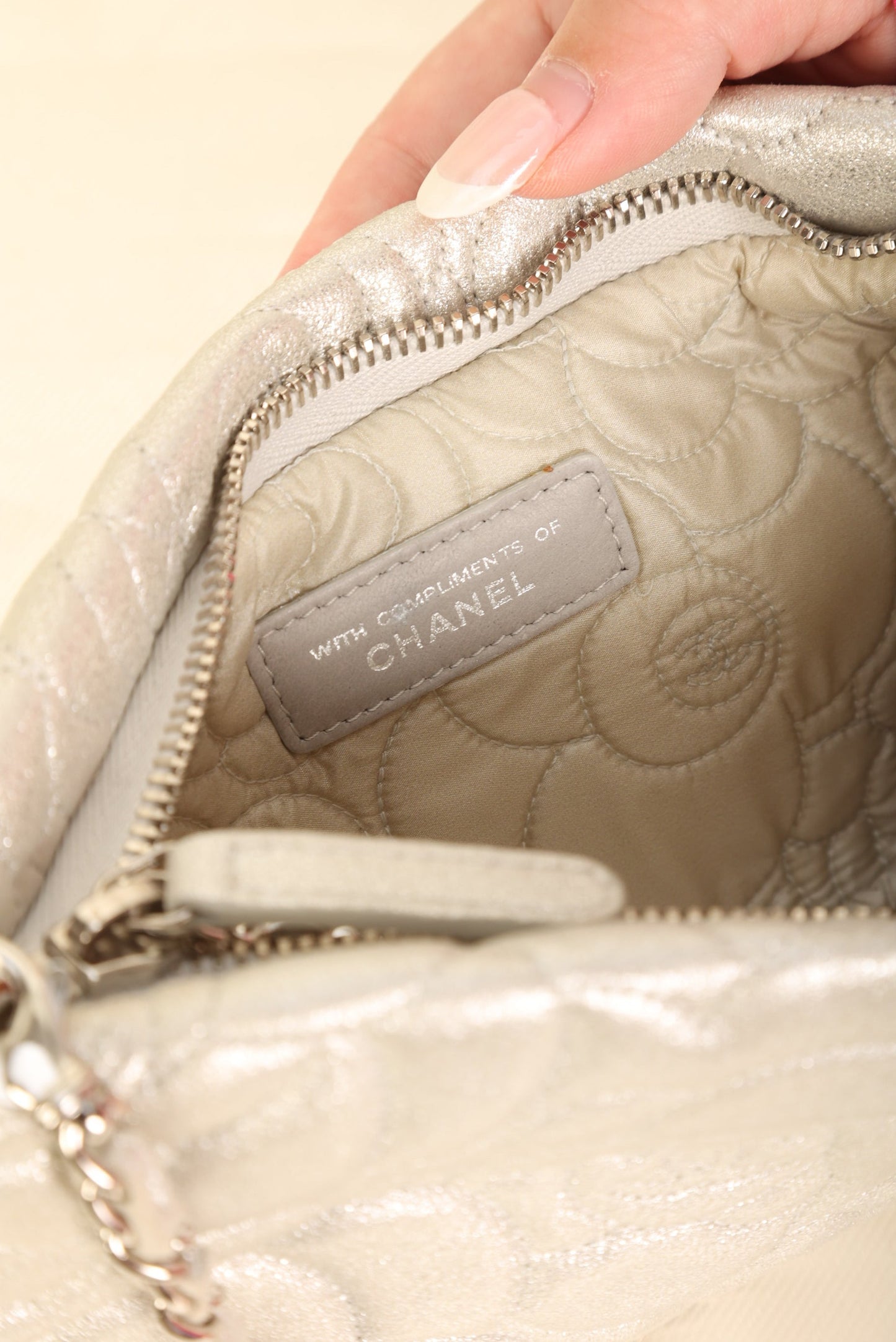 Chanel Metallic Camellia Pochette