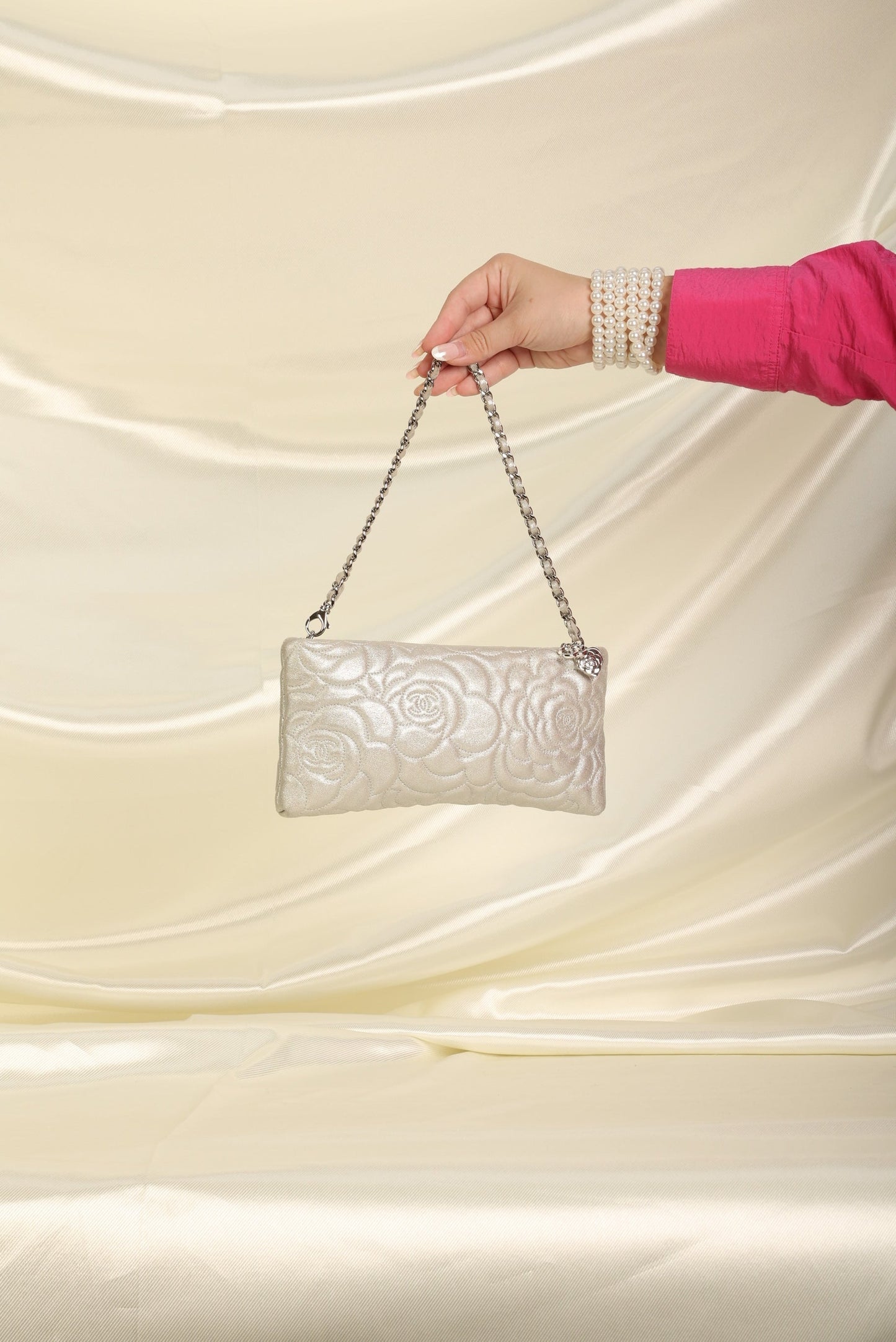 Chanel Metallic Camellia Pochette
