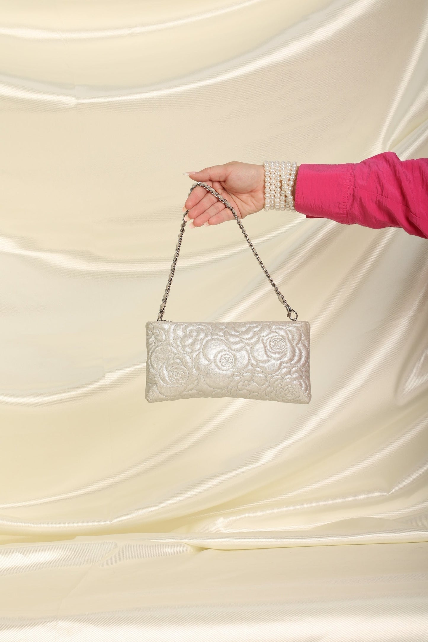 Chanel Metallic Camellia Pochette
