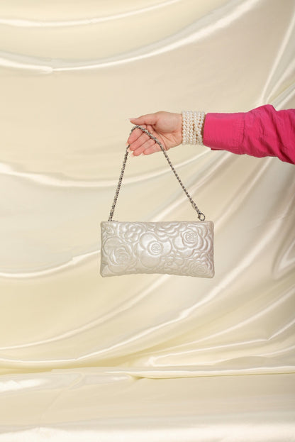 Chanel Metallic Camellia Pochette
