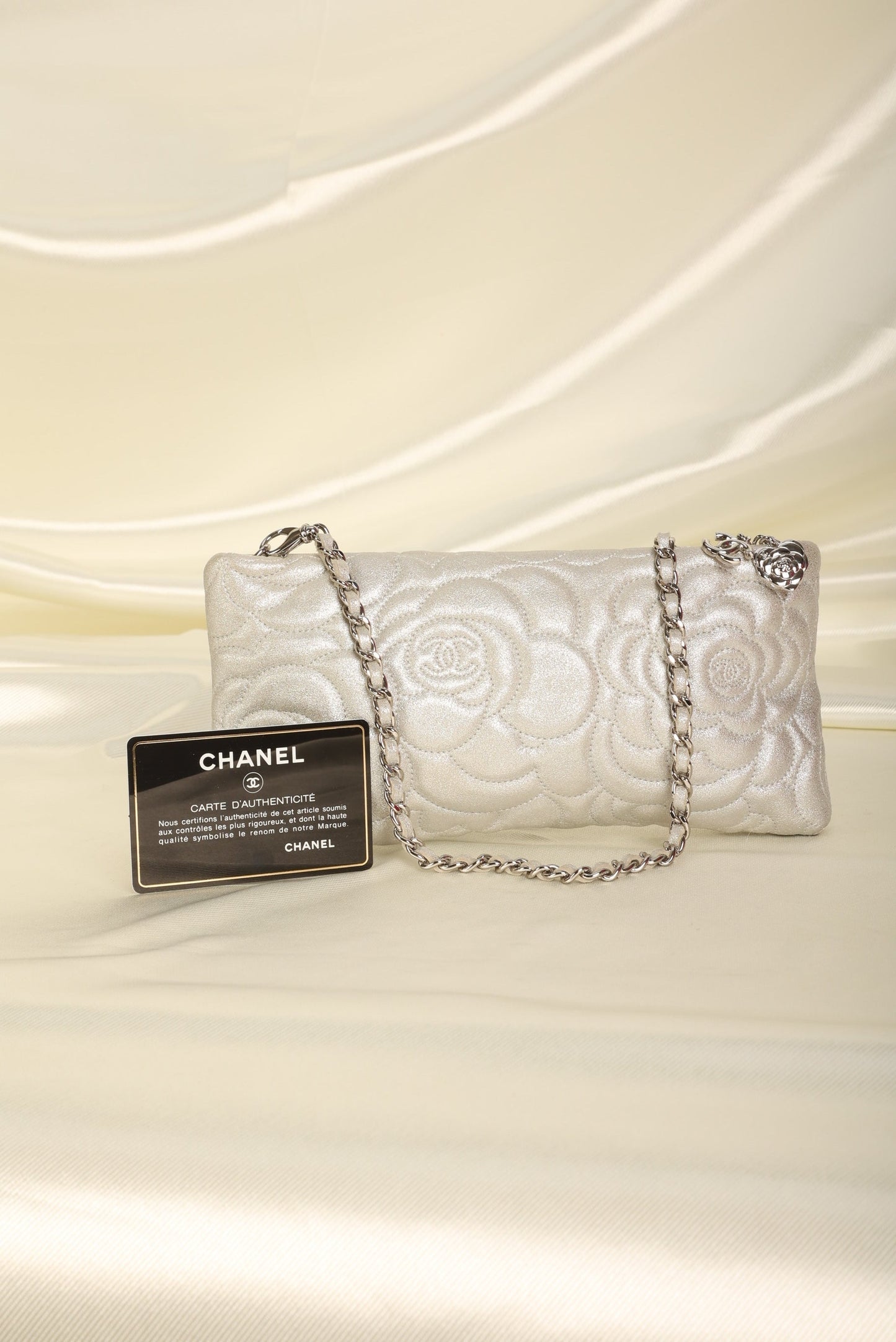 Chanel Metallic Camellia Pochette