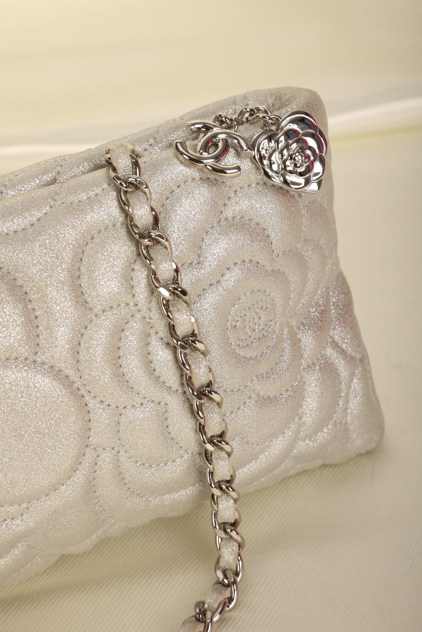Chanel Metallic Camellia Pochette