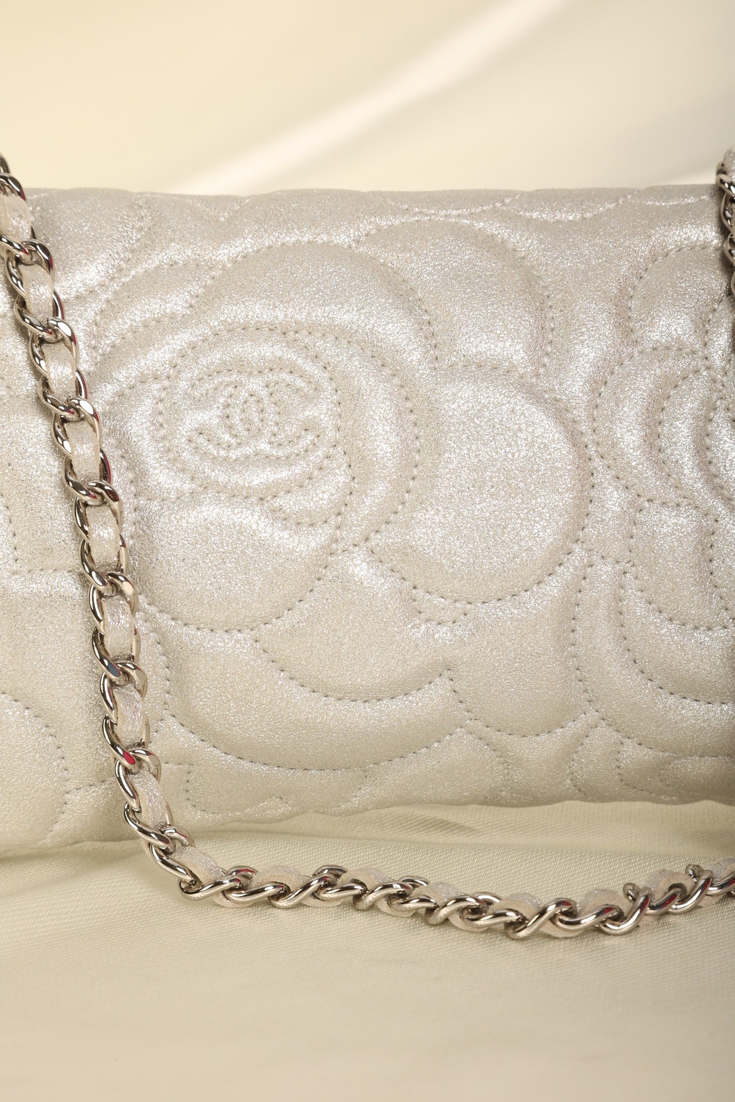 Chanel Metallic Camellia Pochette